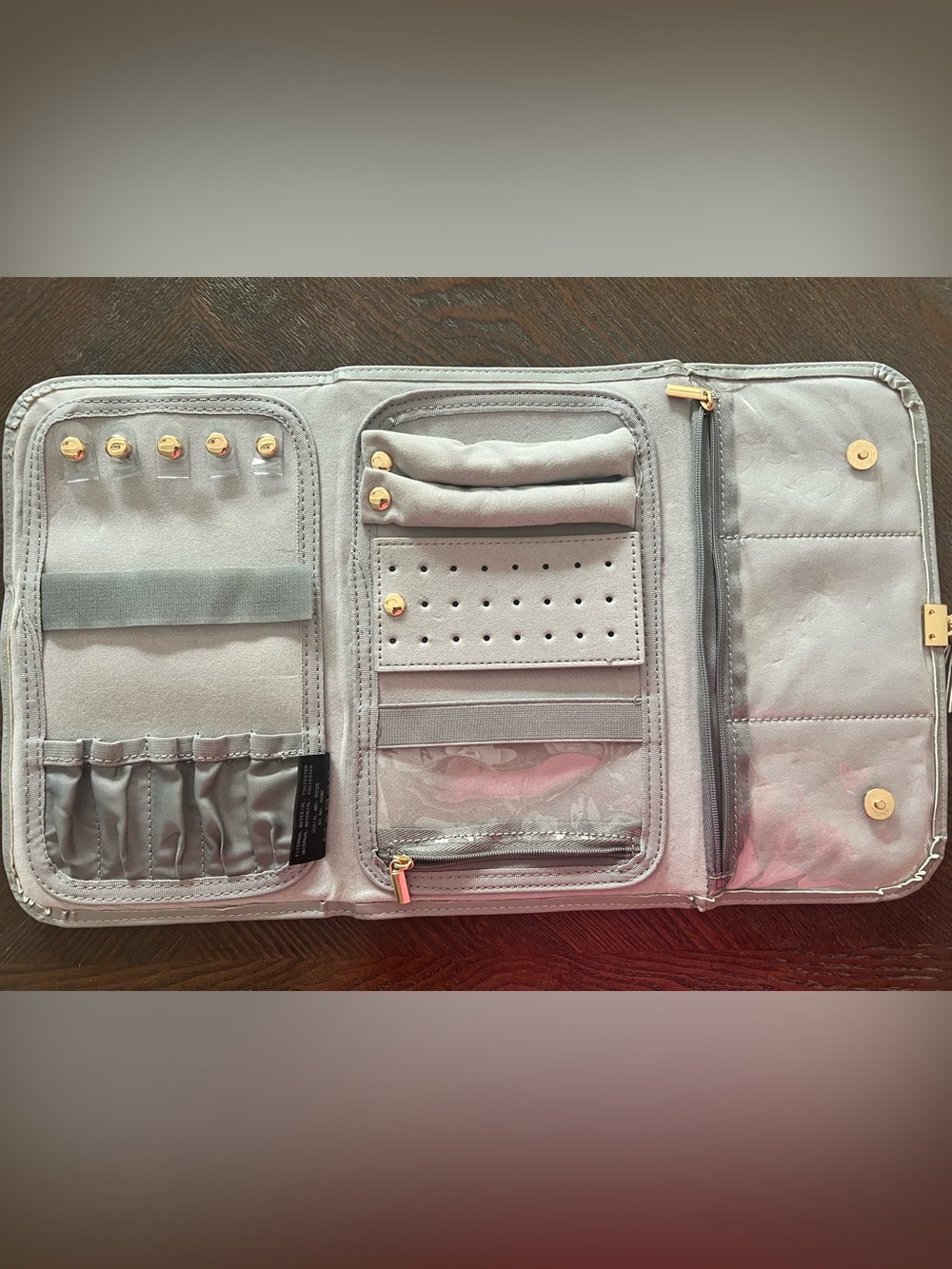 Travel jewelry Organizer in light gray blue